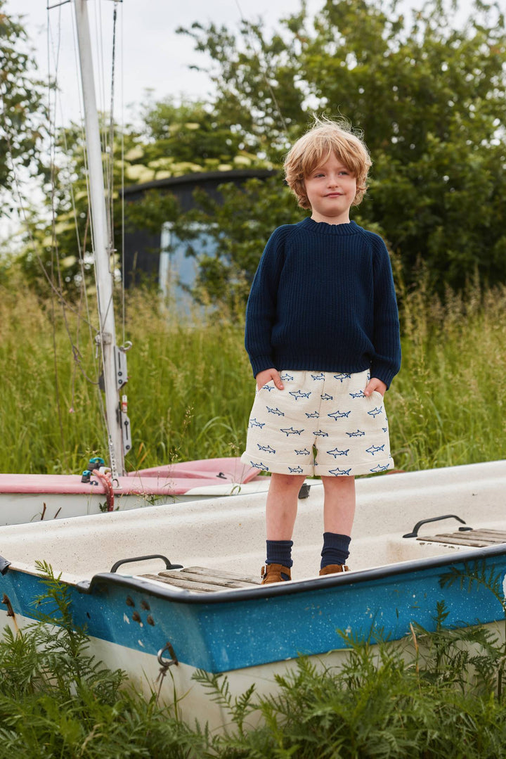 Knitted Classic Rib Sweater - NAVY
