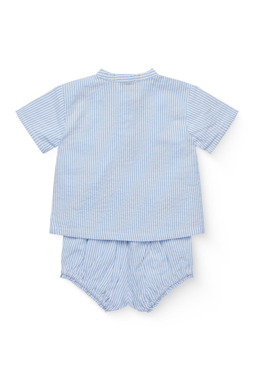 SEERSUCKER BABY SET - SKY BLUE W CREAM STRIPE