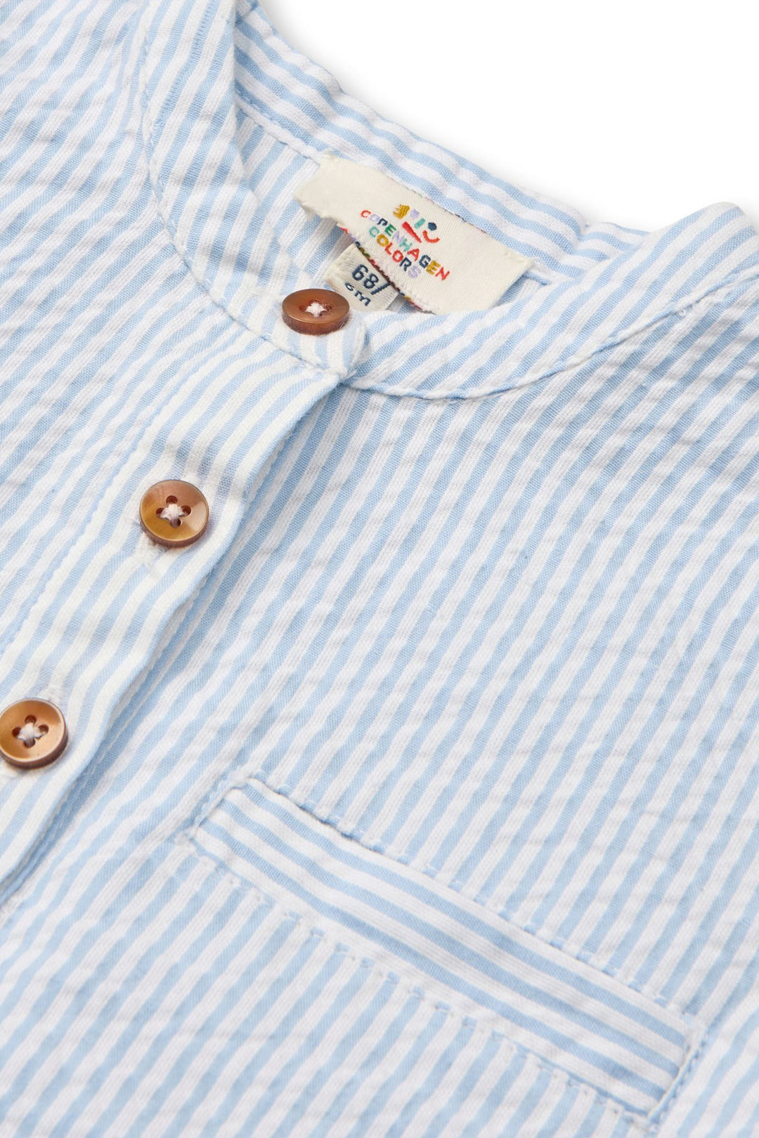 SEERSUCKER BABY SET - SKY BLUE W CREAM STRIPE