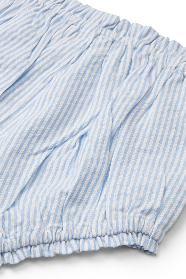 SEERSUCKER BABY SET - SKY BLUE W CREAM STRIPE