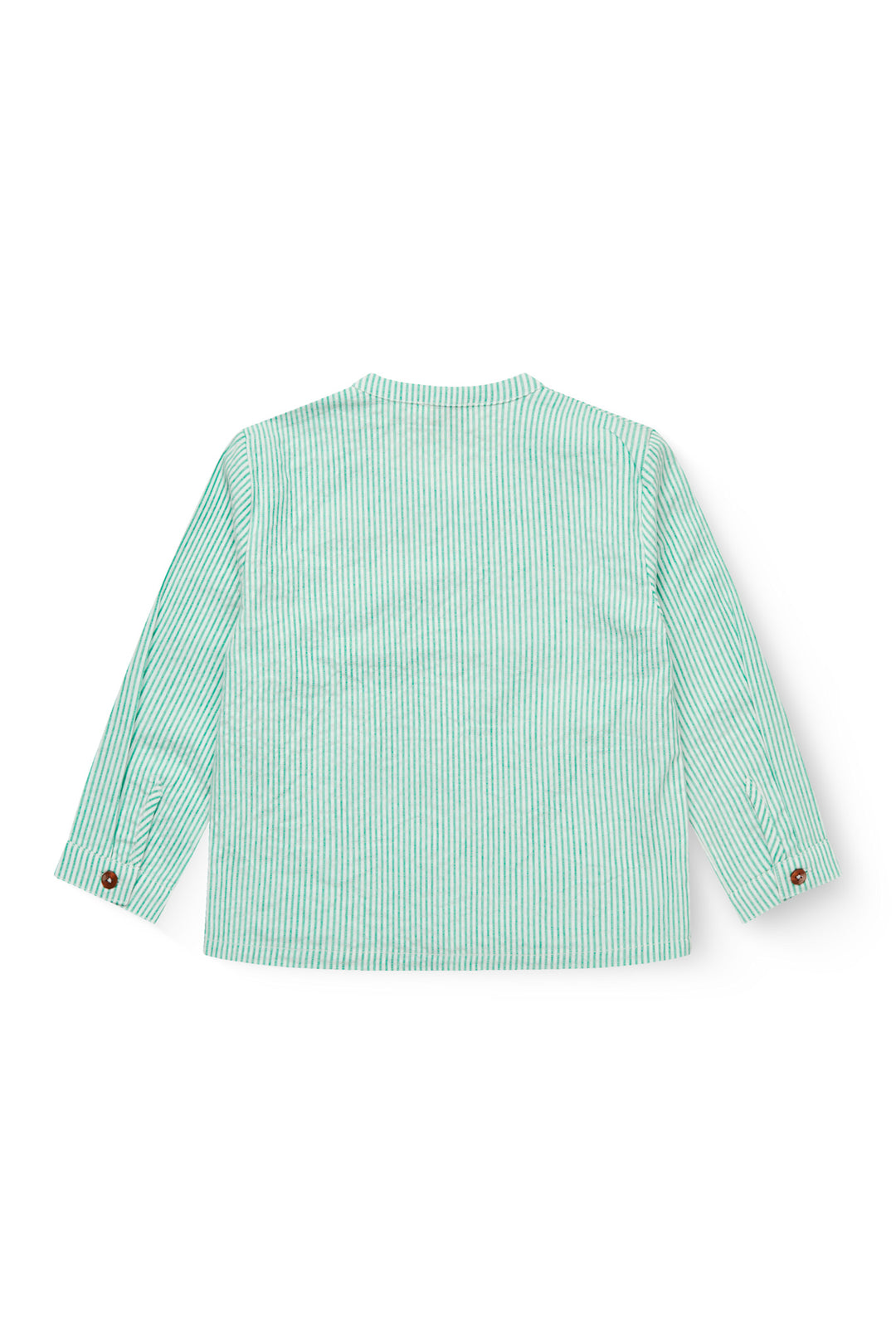 SEERSUCKER SHIRT W. PLACKET - SHARP GREEN W CREAM STRIPE