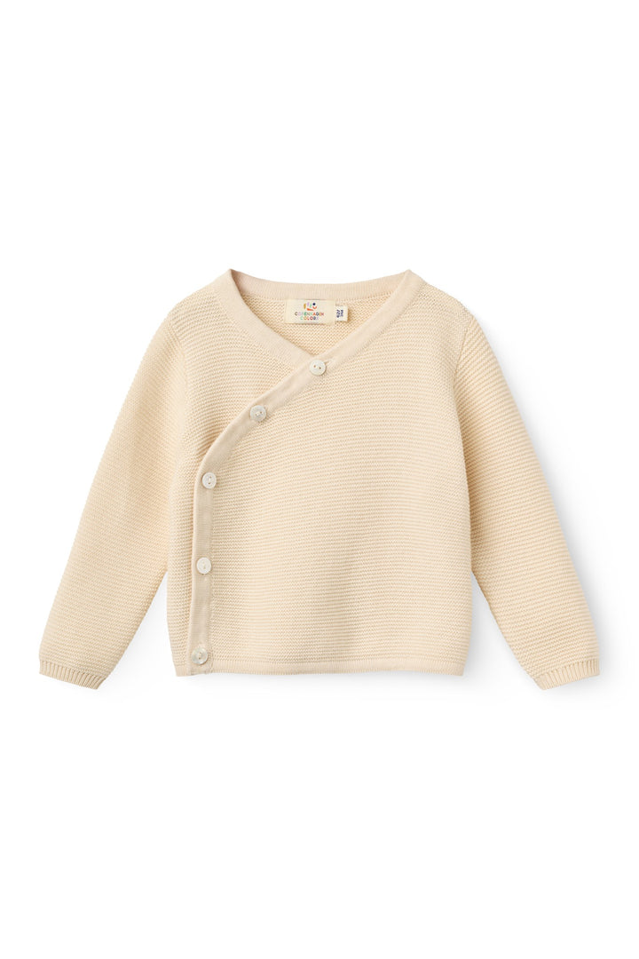 Cotton Knitted Baby cross-over cardigan - CREAM