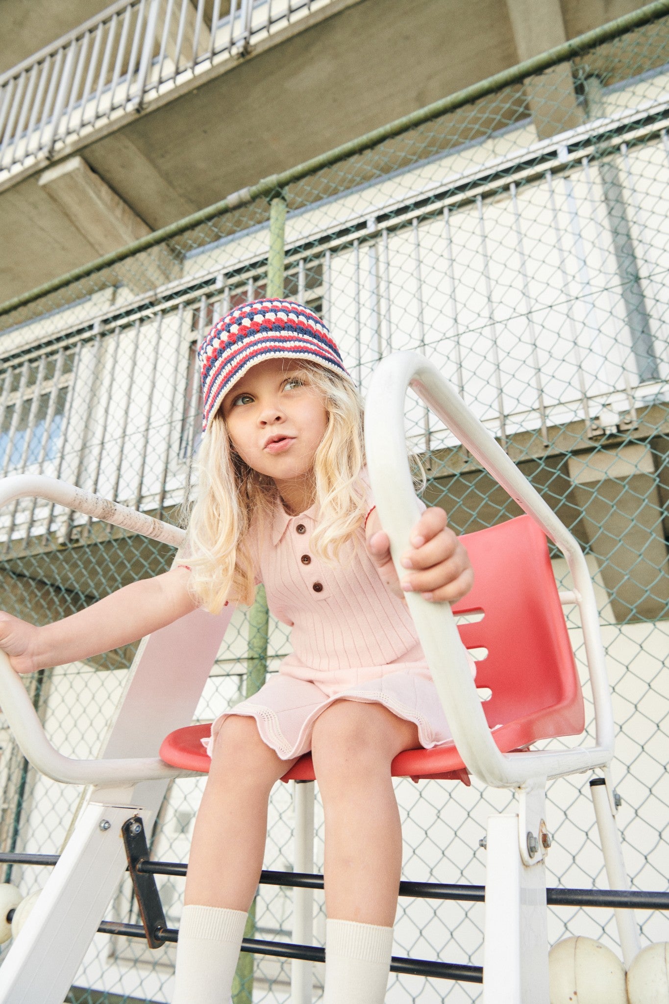 RIB KNITTED POLO - BALLERINA/BERRY COMB.