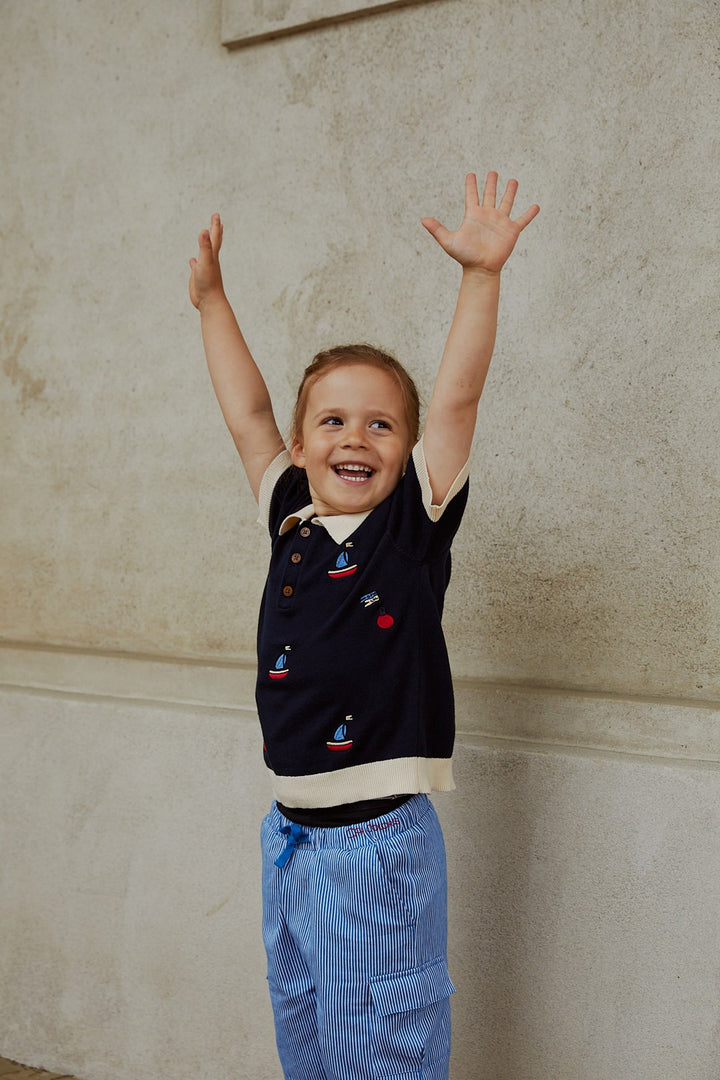 POLO W. EMBROIDERY - NAVY/CREAM COMB