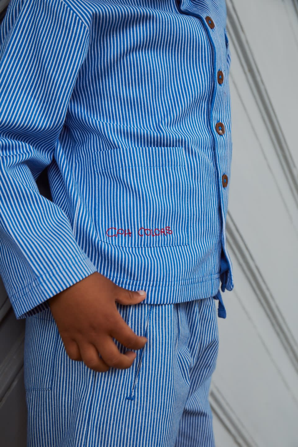 STRIPED TWILL JACKET W POCKETS - SHARP BLUE STRIPE