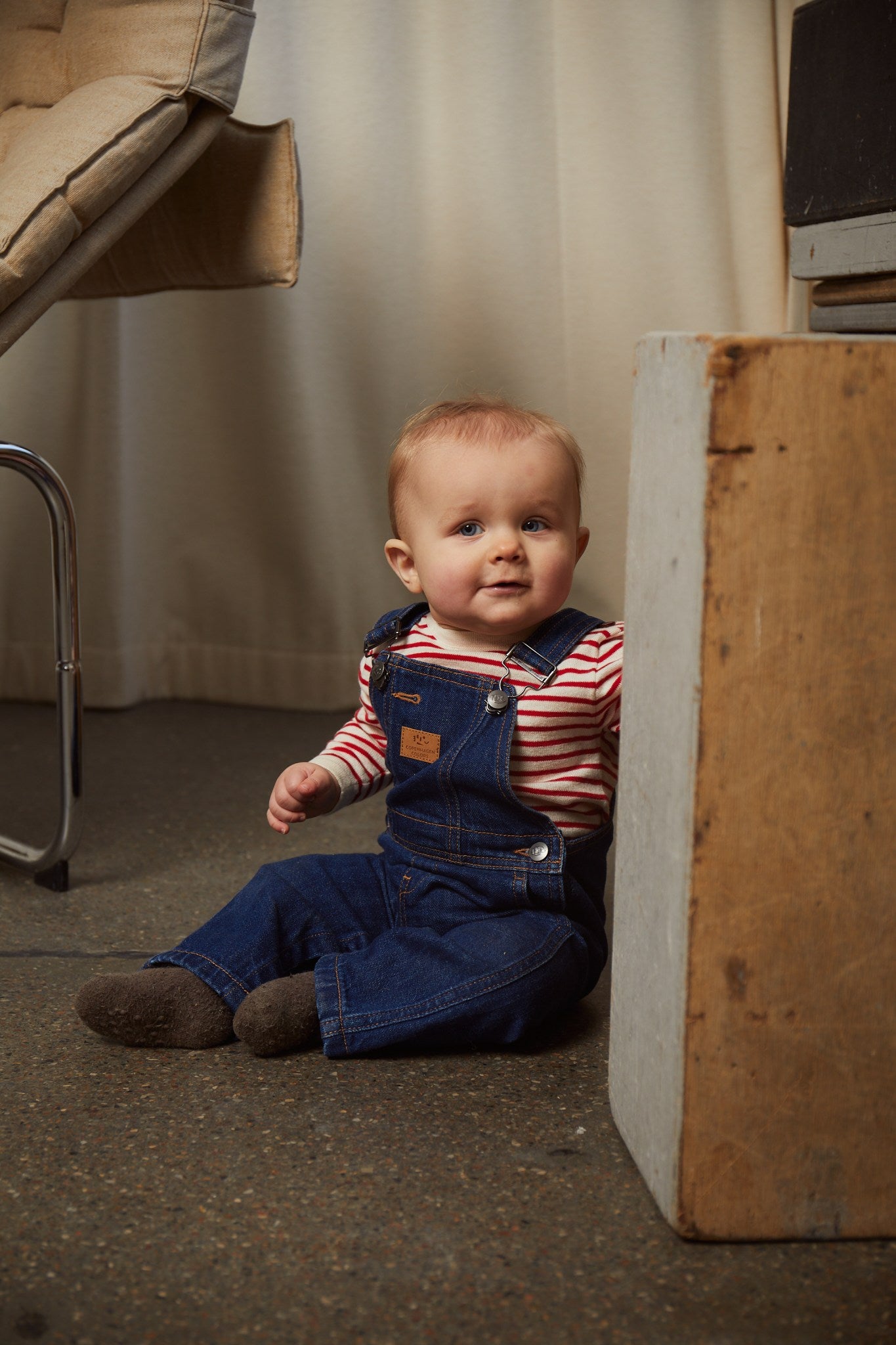 ORGANIC BABY OVERALLS - DARK INDIGO BLUE WASHED