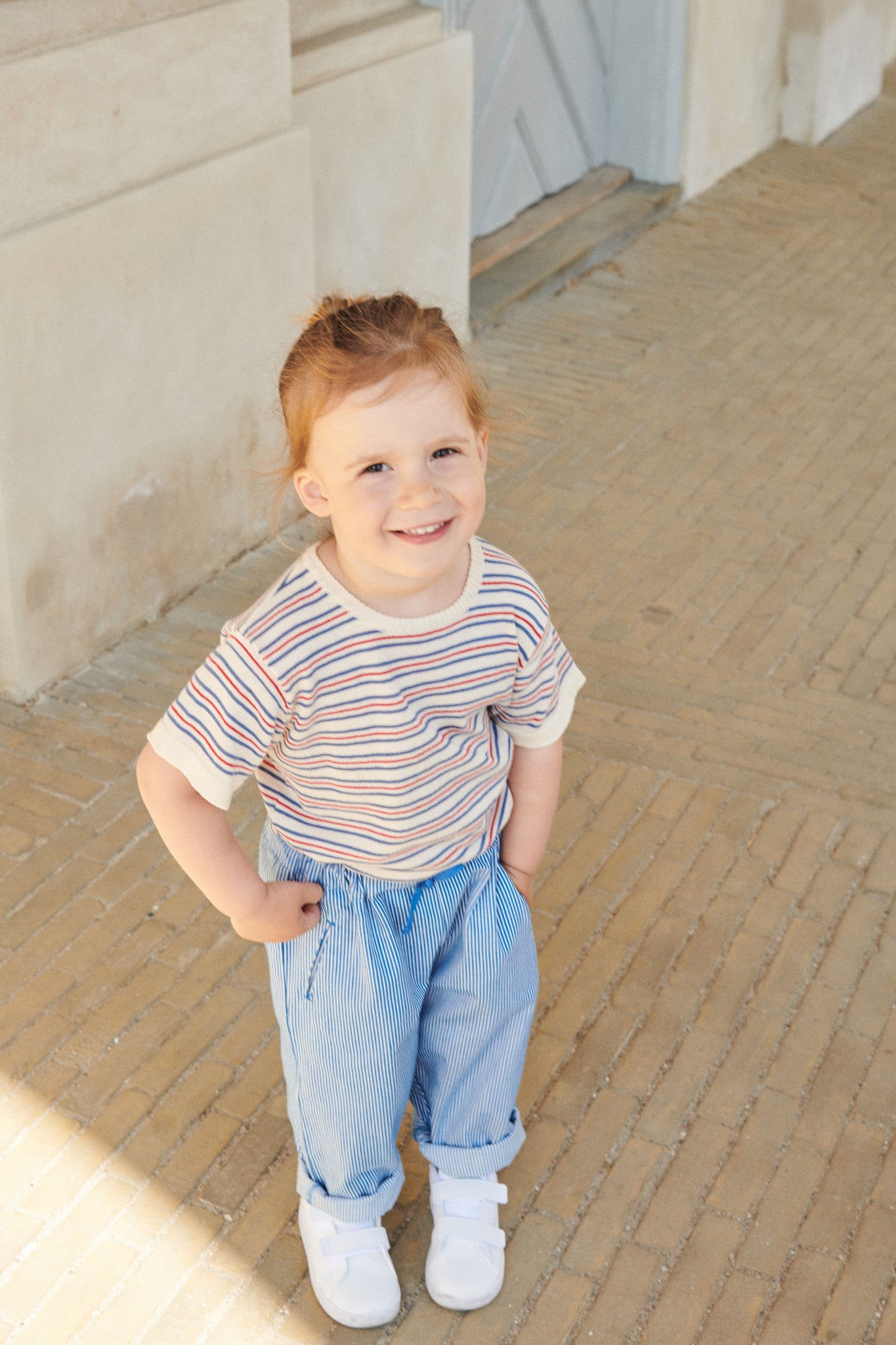 STRIPED YARNDYED PANTS - SHARP BLUE STRIPE