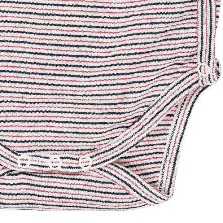 BABY STRIPED WRAP BODY LONG SLEEVE - BLUE/RED STRIPE