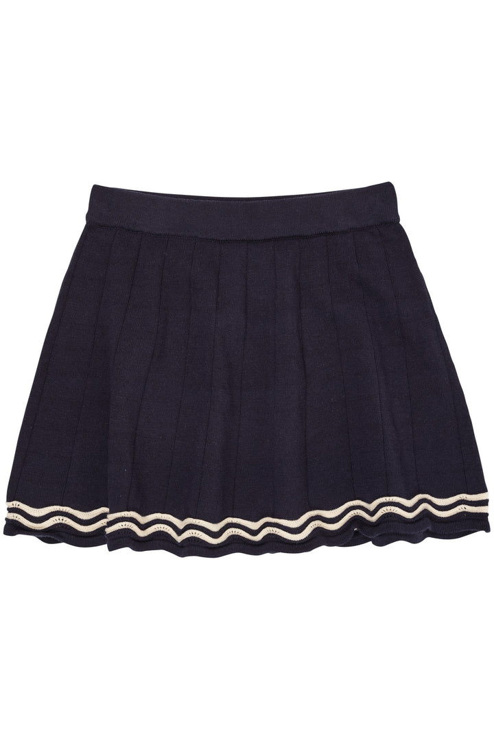 KNITTED TENNIS SKIRT - NAVY/CREAM COMB.
