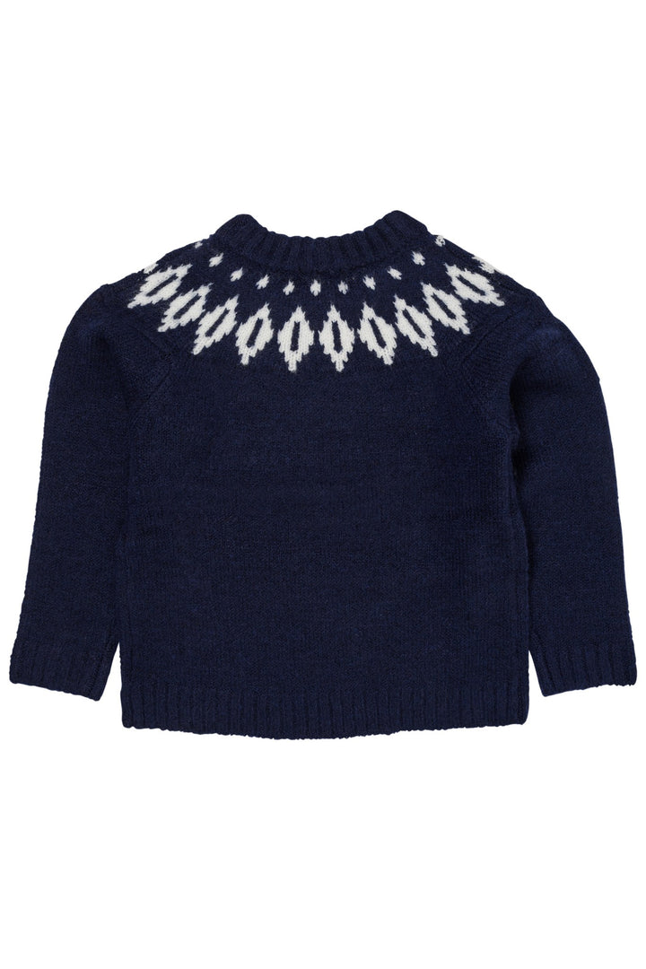 WOOL ICELAND BLOUSE - NAVY/CREAM COMBI