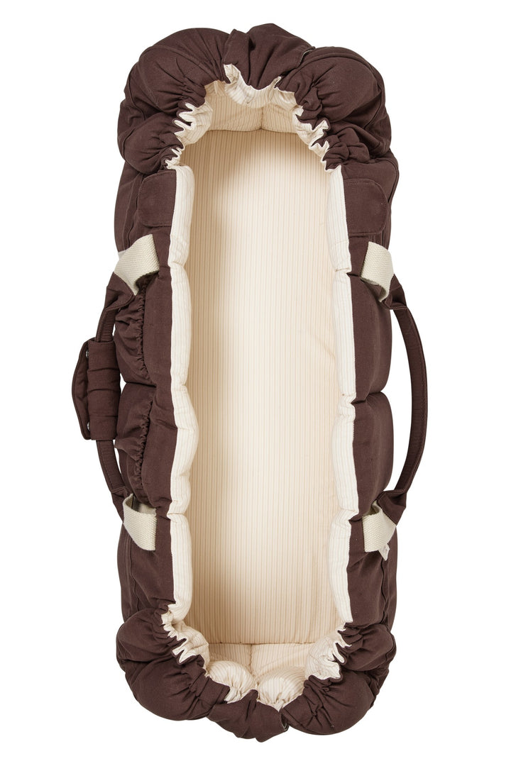 Organic Multifunctional Baby Lift - Dk. Brown w. Cream Solid Stripe
