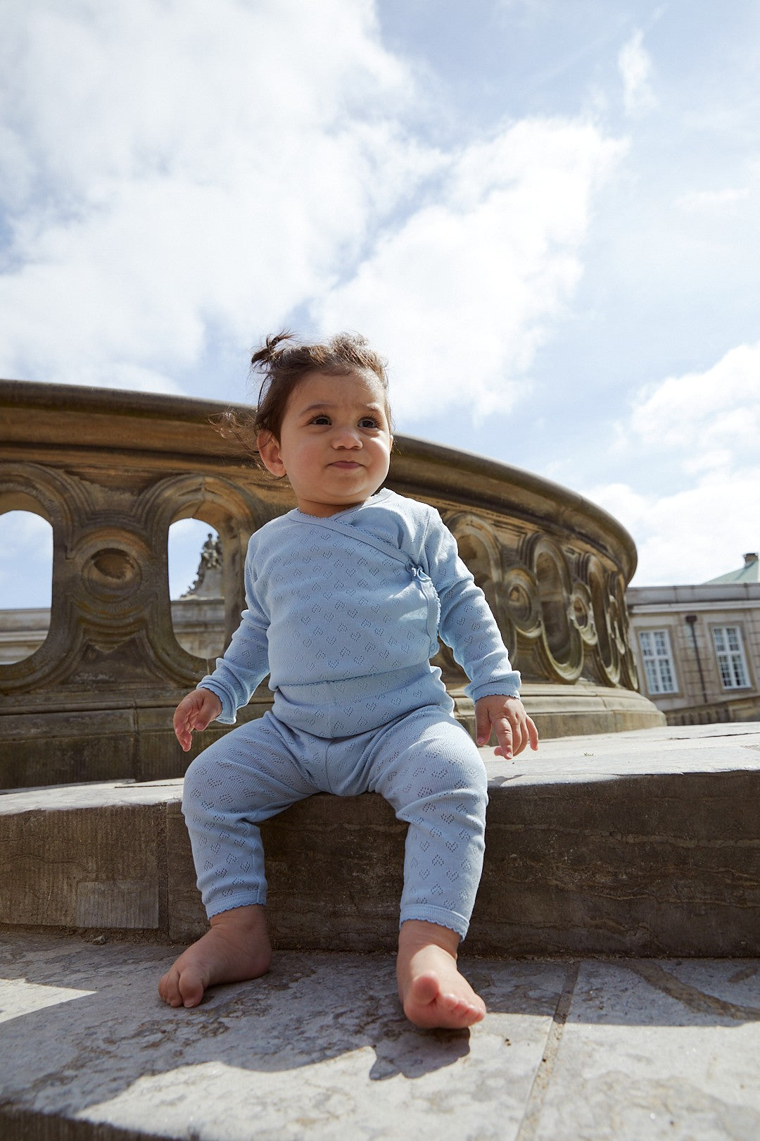 POINTELLE HEART LEGGINGS - DUSTY BLUE