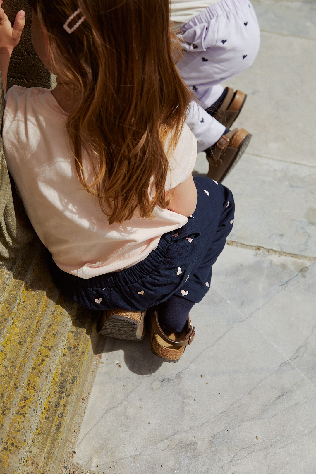 TWILL HEART PANTS - LAVENDER W. NAVY HEARTS