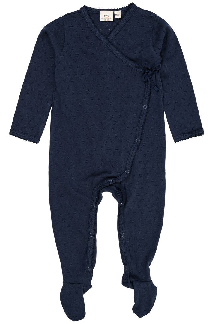 POINTELLE CROSS-OVER FULL BODY - NAVY