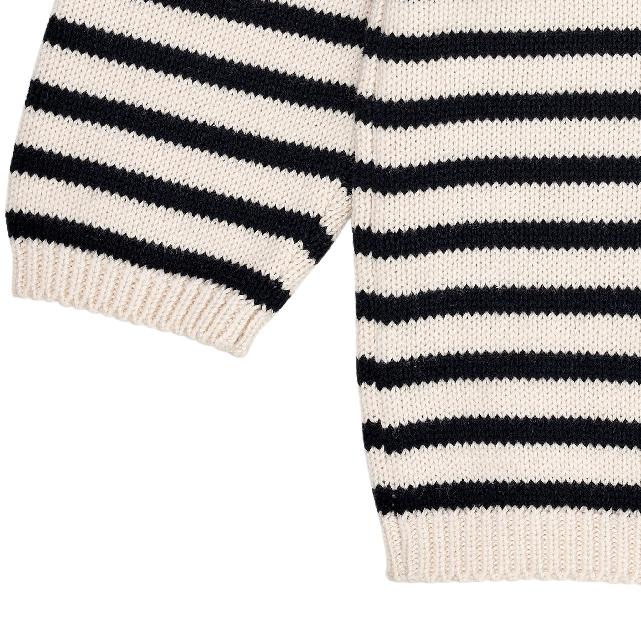 KNITTED STRIPED SAILOR JUMPER - CREAM NAVY COMBI