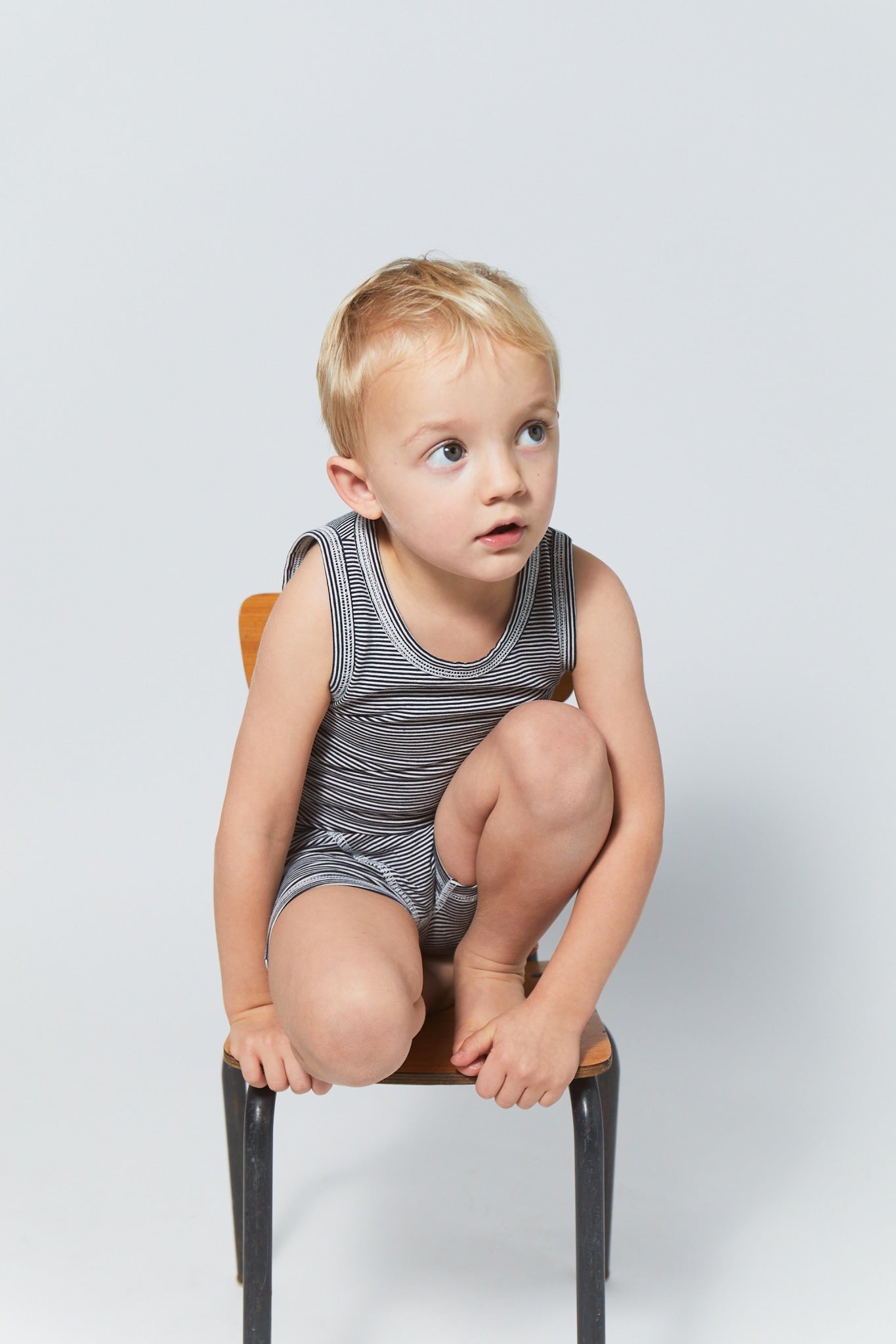 STRIPED BOY UNDERWEAR SET - NAVY/CREAM STRIPE