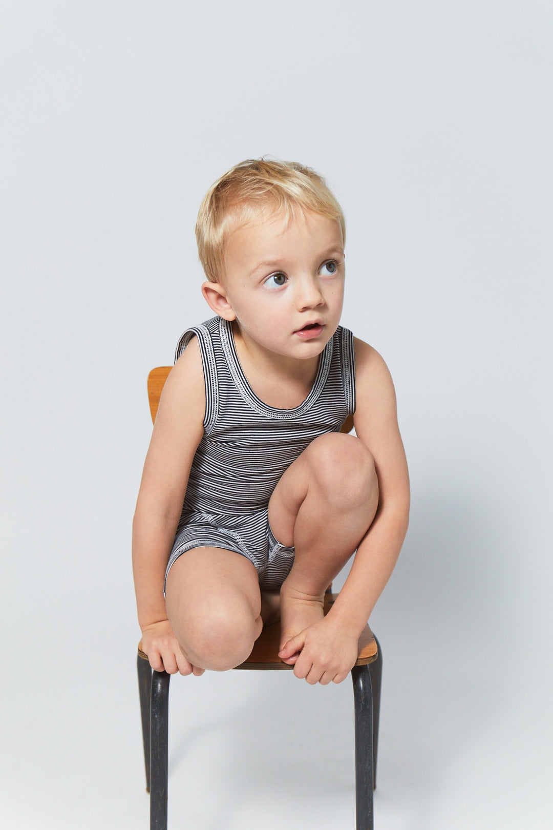 STRIPED BOY UNDERWEAR SET - NAVY/CREAM STRIPE
