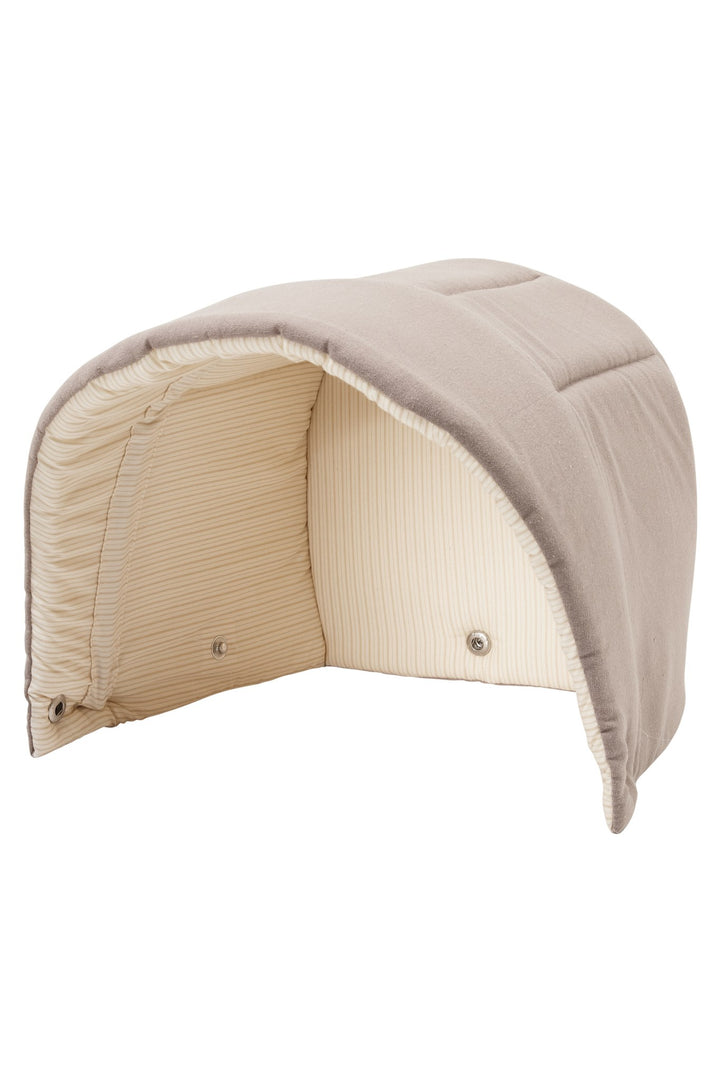 2 IN 1 HOOD FOR LIFT AND PRAM PILLOW - DARK GREY SOLID W. CREAM STRIPE