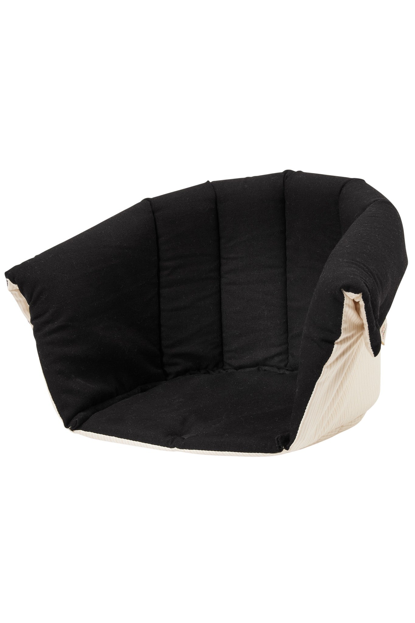 2 IN 1 HOOD FOR LIFT AND PRAM PILLOW - BLACK SOLID W. CREAM STRIPE