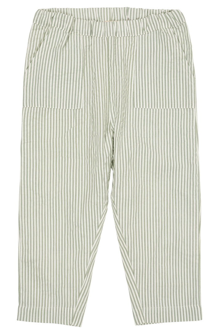 SEERSUCKER PANTS - GREEN W CREAM STRIPE