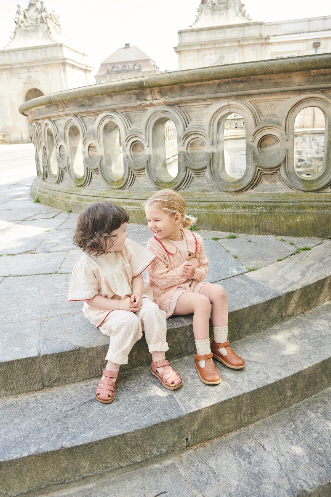 SEERSUCKER BLOUSE W. CONTRAST EDGE - DUSTY ROSE W CREAM STRIPE