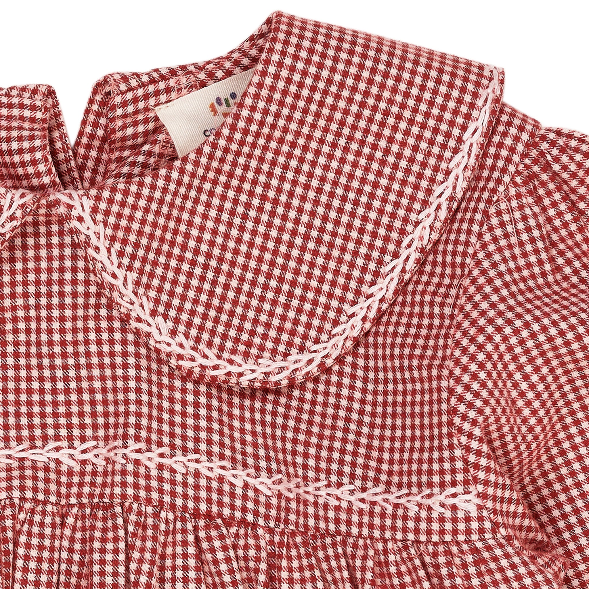 CHECK BLOUSE W. COLLAR - RED CHECK COMBI