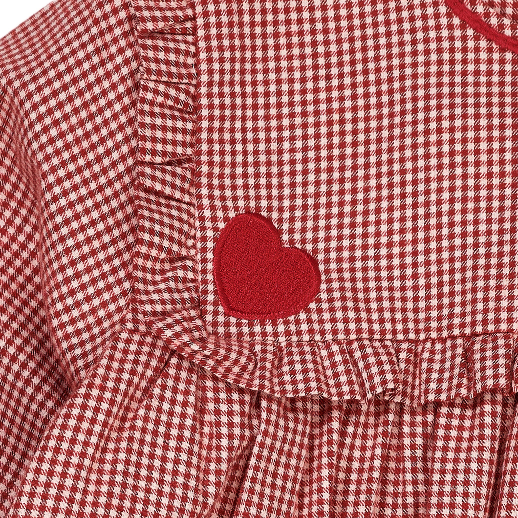 CHECK DRESS W. HEART EMB - RED CHECK COMBI