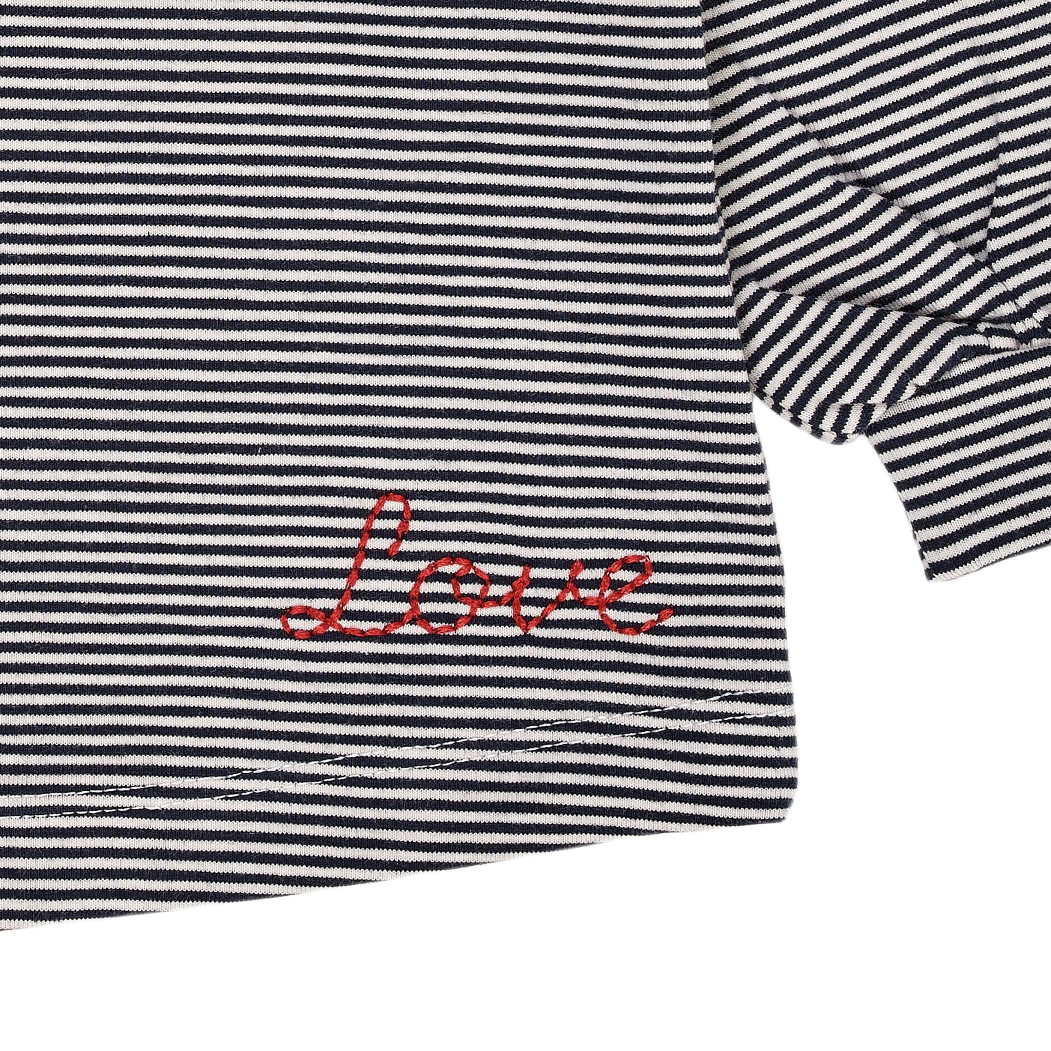 STRIPED BLOUSE W. COLLAR LS - NAVY/CREAM STRIPE