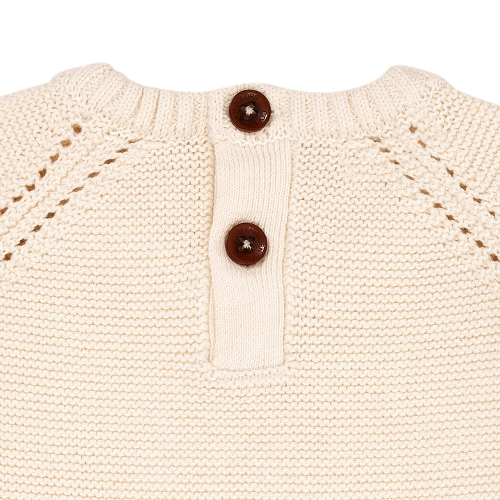 KNITTED PULLOVER W. FRILL - CREAM
