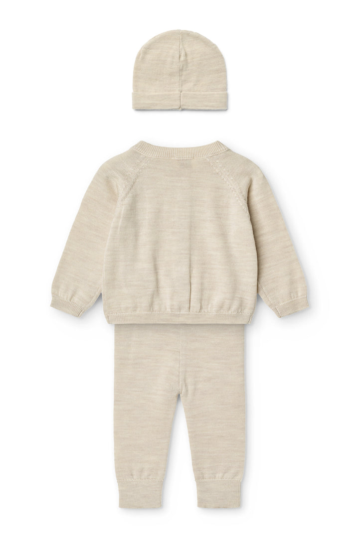 Classic Merino Baby Set - Pale Cream Melange