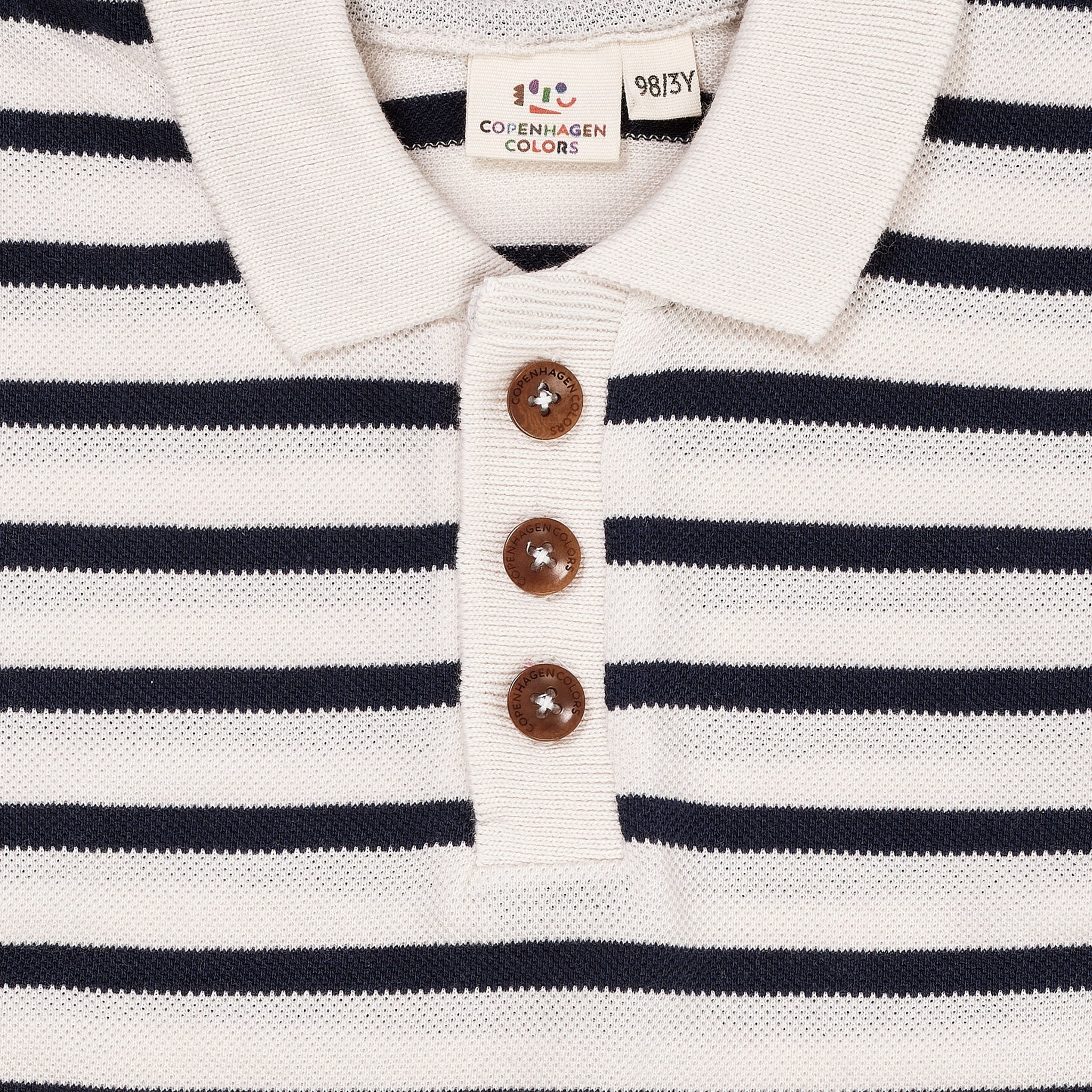 STRIPED PIQUE POLO W. LS - NAVY/CREAM STRIPE