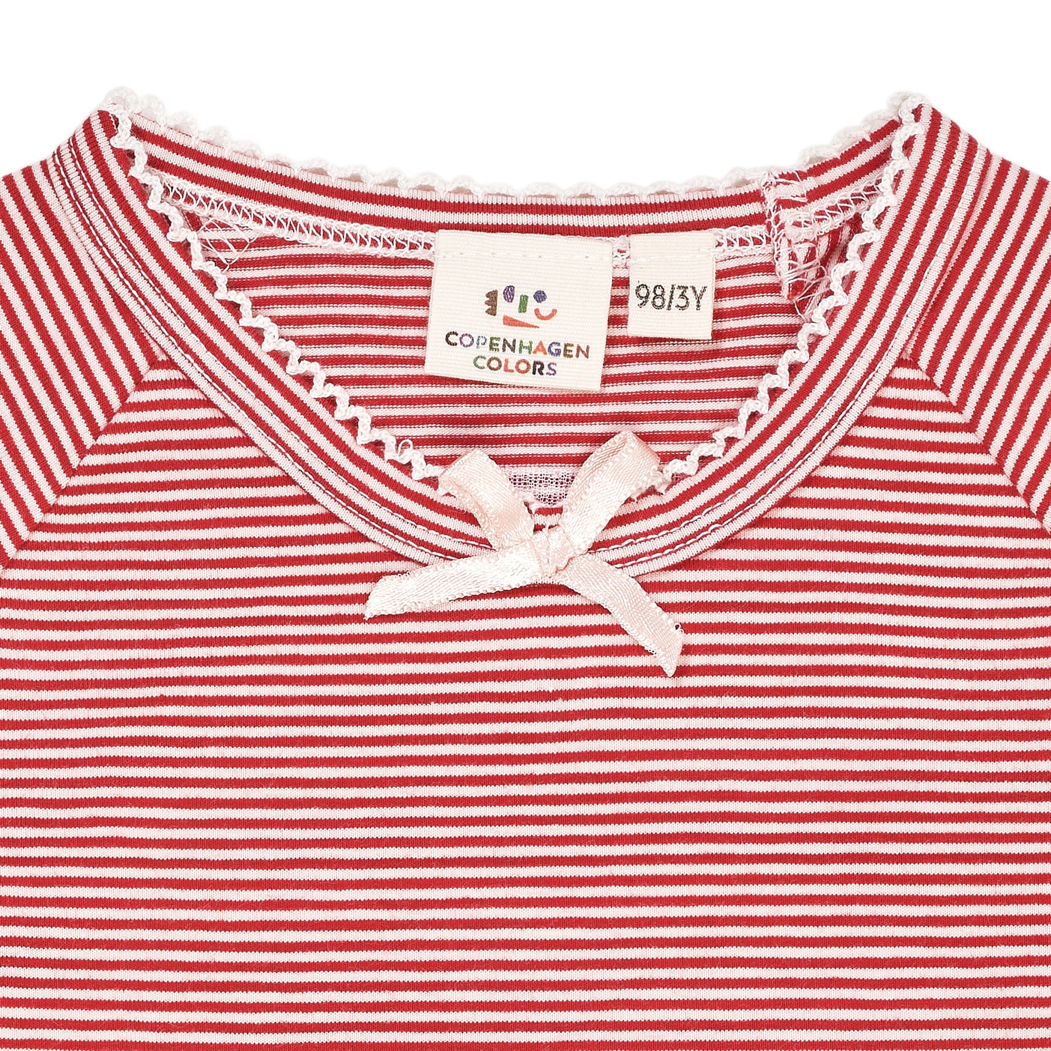 STRIPED LS TEE W. BOW - RED/CREAM STRIPE