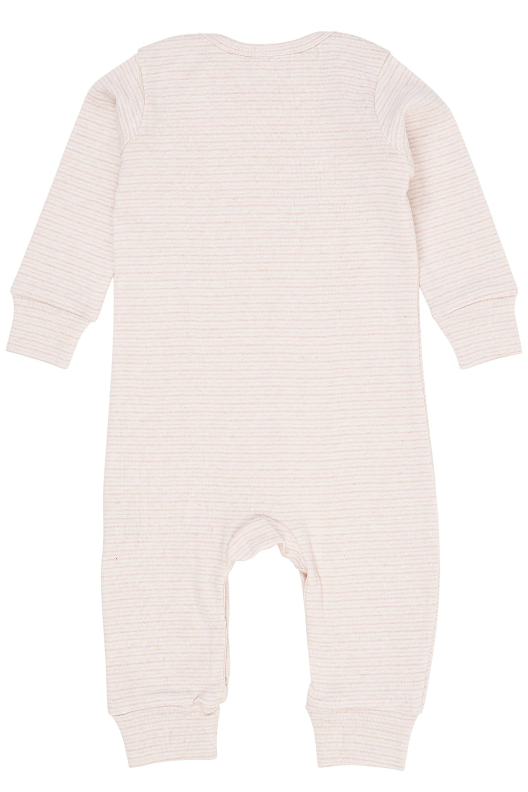 STRIPED LONG SLEEVED ROMPER W. LAPNECK - SOFT PINK STRIPE