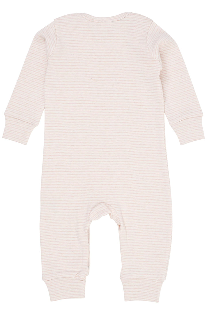 STRIPED LONG SLEEVED ROMPER W. LAPNECK - SOFT PINK STRIPE