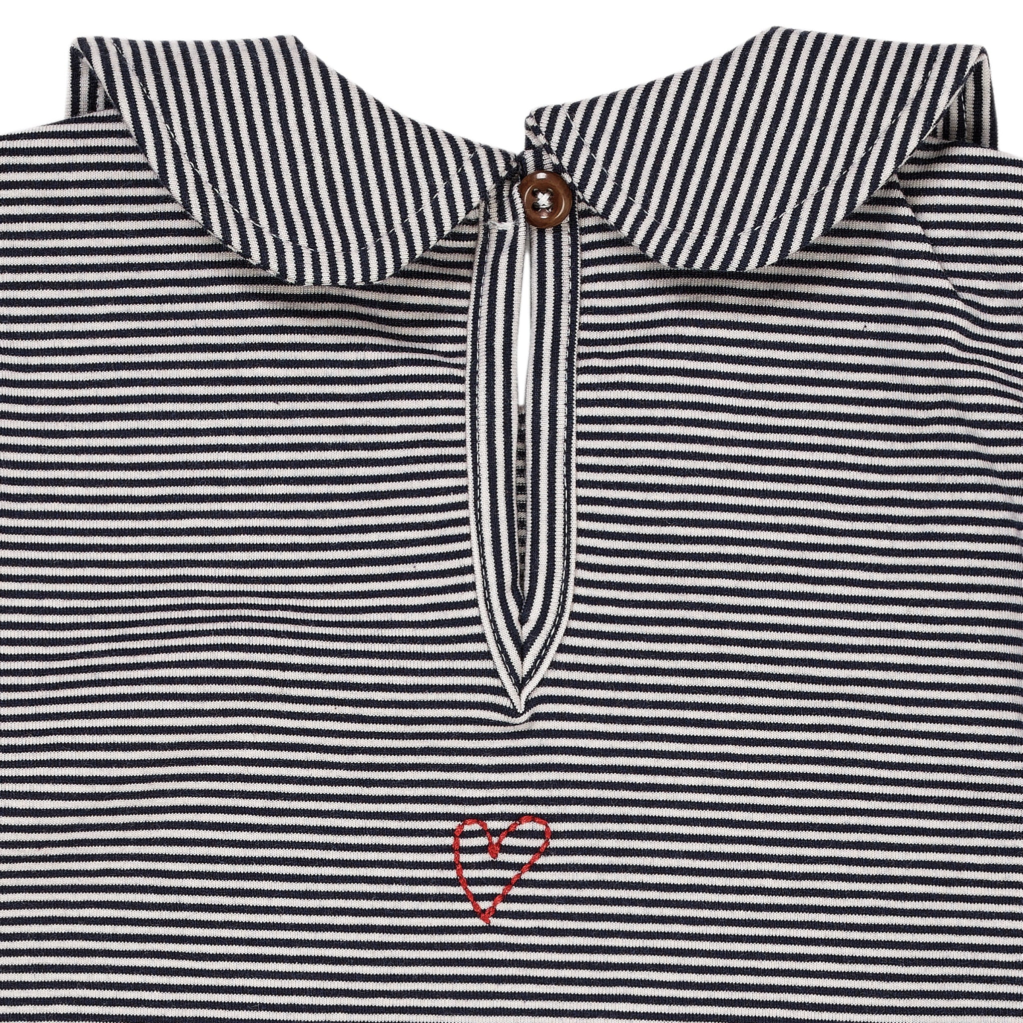 STRIPED BLOUSE W. COLLAR LS - NAVY/CREAM STRIPE