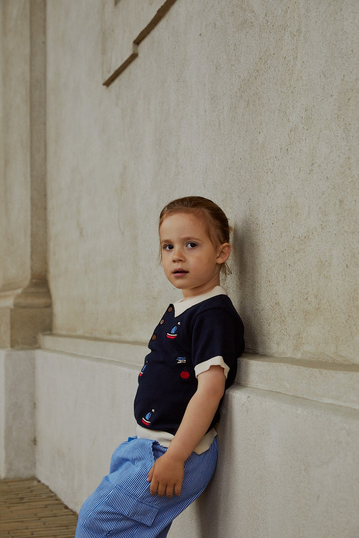 POLO W. EMBROIDERY - NAVY/CREAM COMB