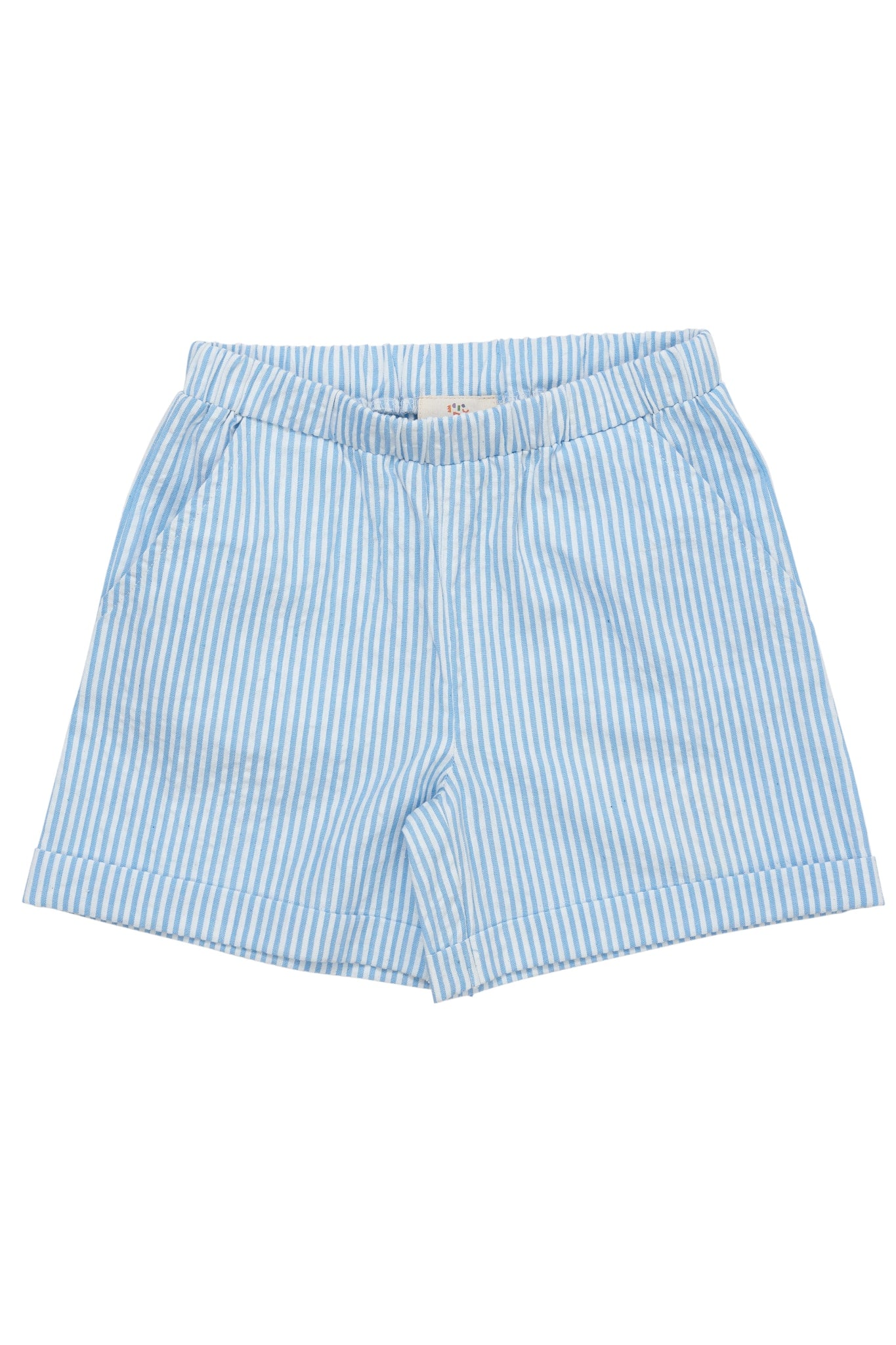 SEERSUCKER SHORTS SPORTY - SKY BLUE W CREAM STRIPE