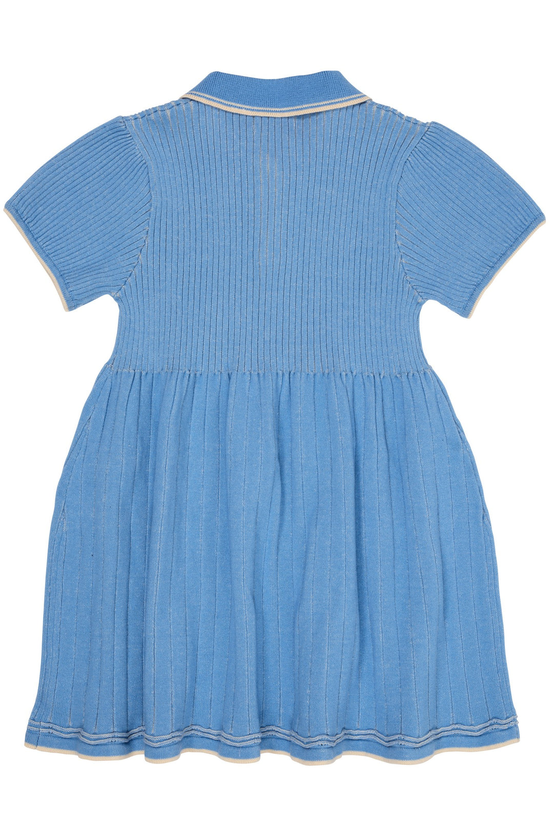 RIB POLO KNITTED DRESS - SKY BLUE/CREAM COMB.