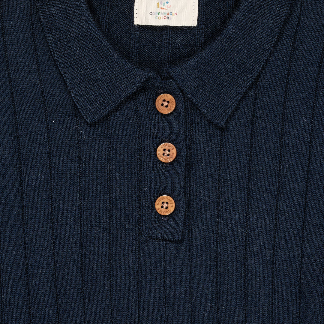 MERINO POLO SHIRT - NAVY/CREAM COMBI