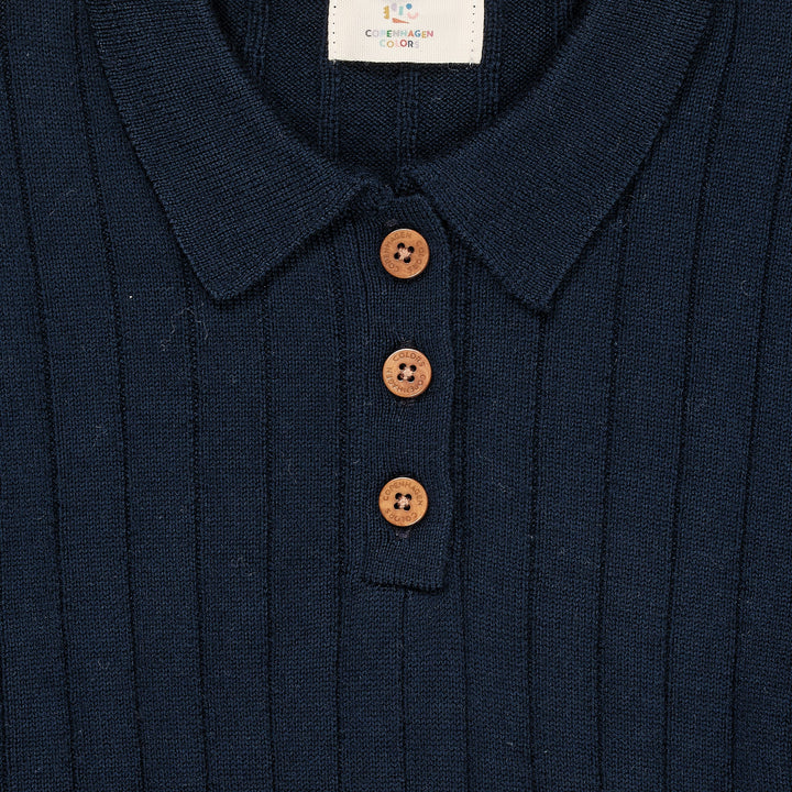 MERINO POLO SHIRT - NAVY/CREAM COMBI
