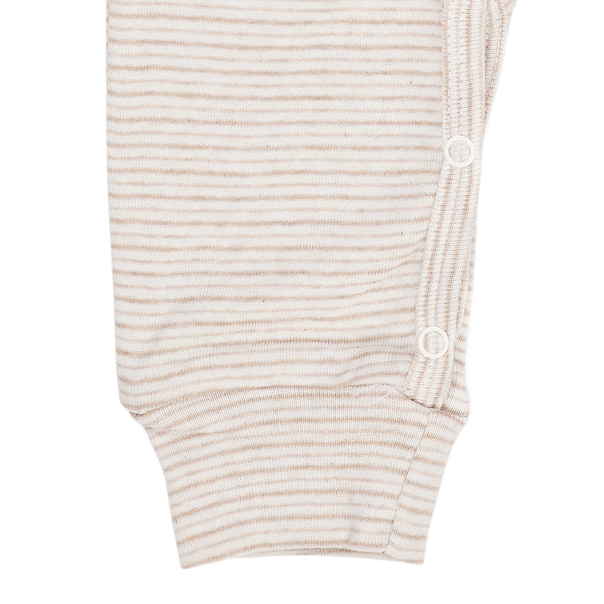 STRIPED LONG SLEEVED ROMPER W. LAPNECK - BEIGE STRIPE