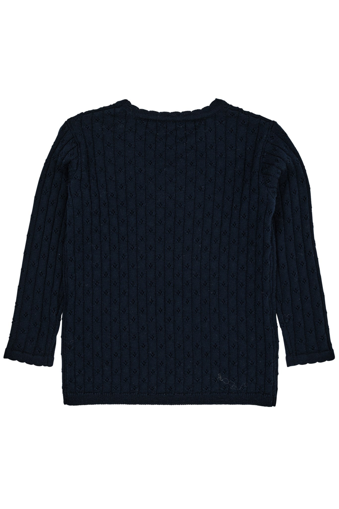 MERINO CLASSIC POINTELLE BLOUSE - NAVY