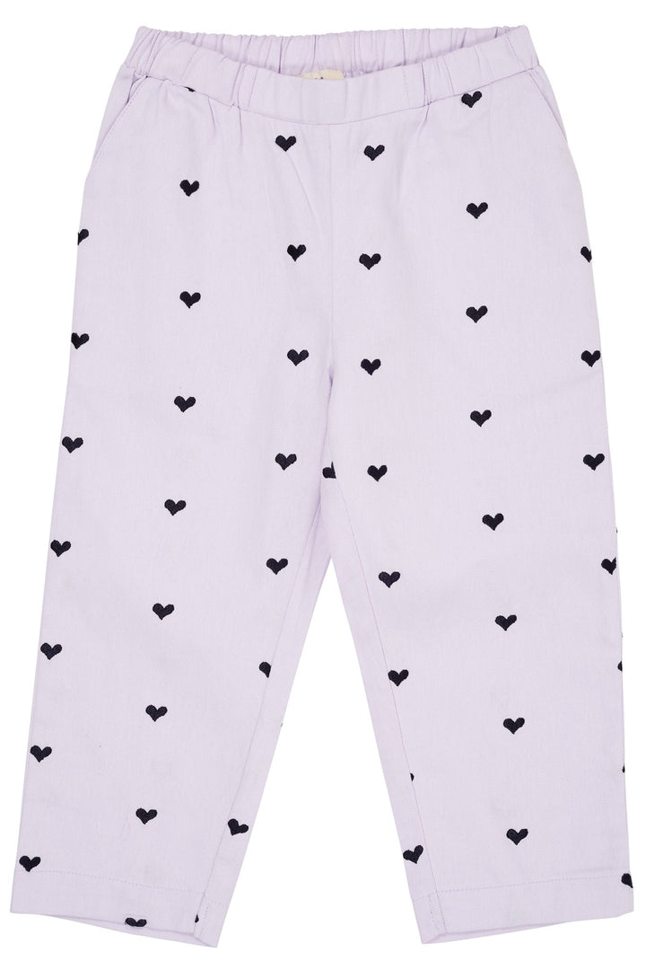 TWILL HEART PANTS - LAVENDER W NAVY HEARTS