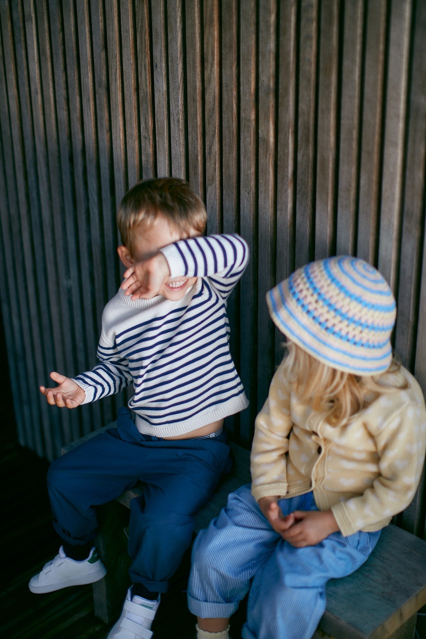 KNITTED STRIPED SAILOR JUMPER - CREAM NAVY COMBI