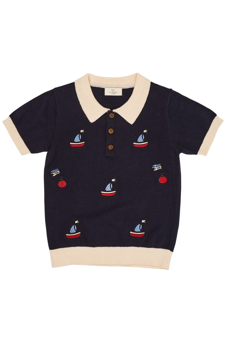 POLO W. EMBROIDERY - NAVY/CREAM COMB