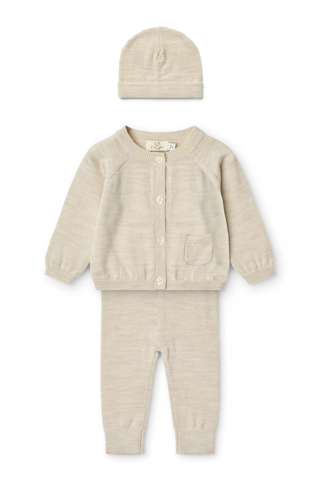 Classic Merino Baby Set - Pale Cream Melange
