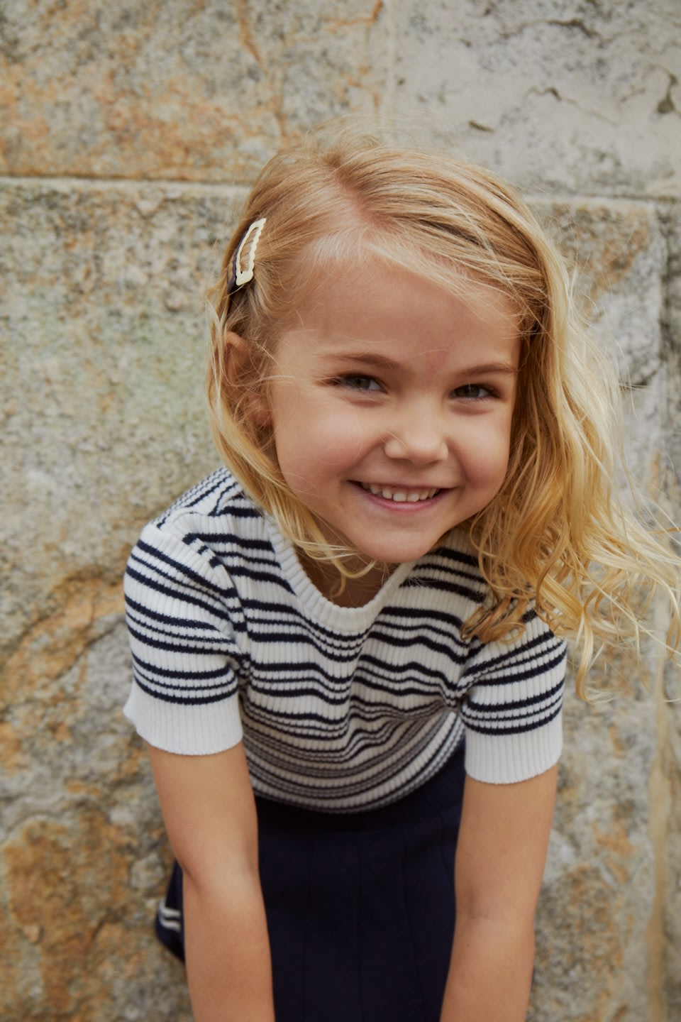 KNITTED TENNIS SKIRT - NAVY/CREAM COMB.