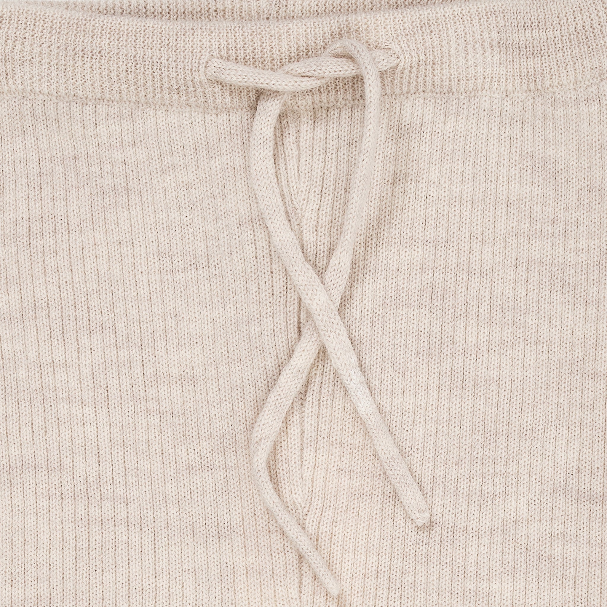 MERINO CLASSIC RIB LEGGINGS W. DRAWSTRINGS - PALE CREAM MELANGE