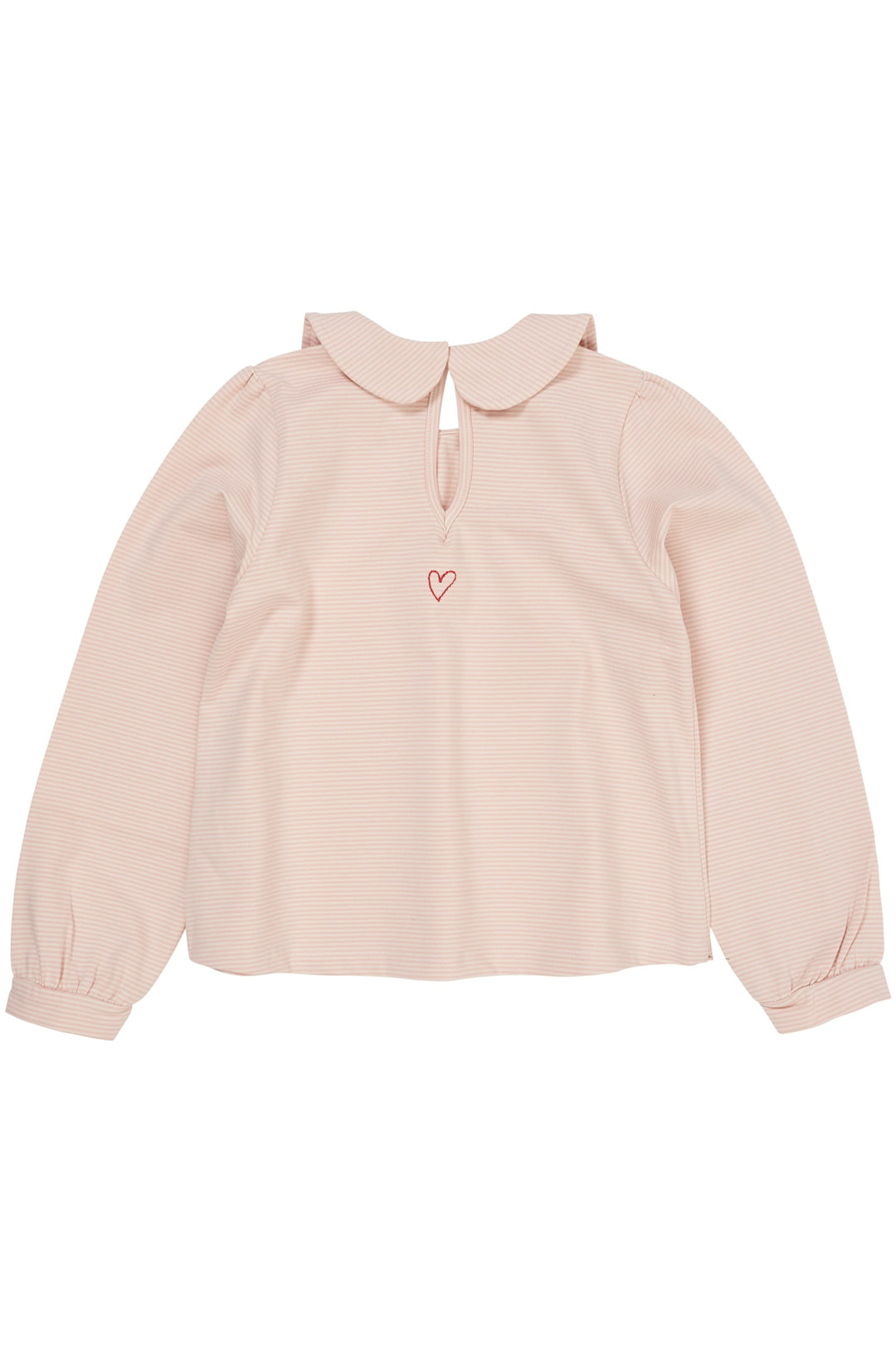 STRIPED BLOUSE W. COLLAR LS - DUSTY ROSE/CREAM STRIPE