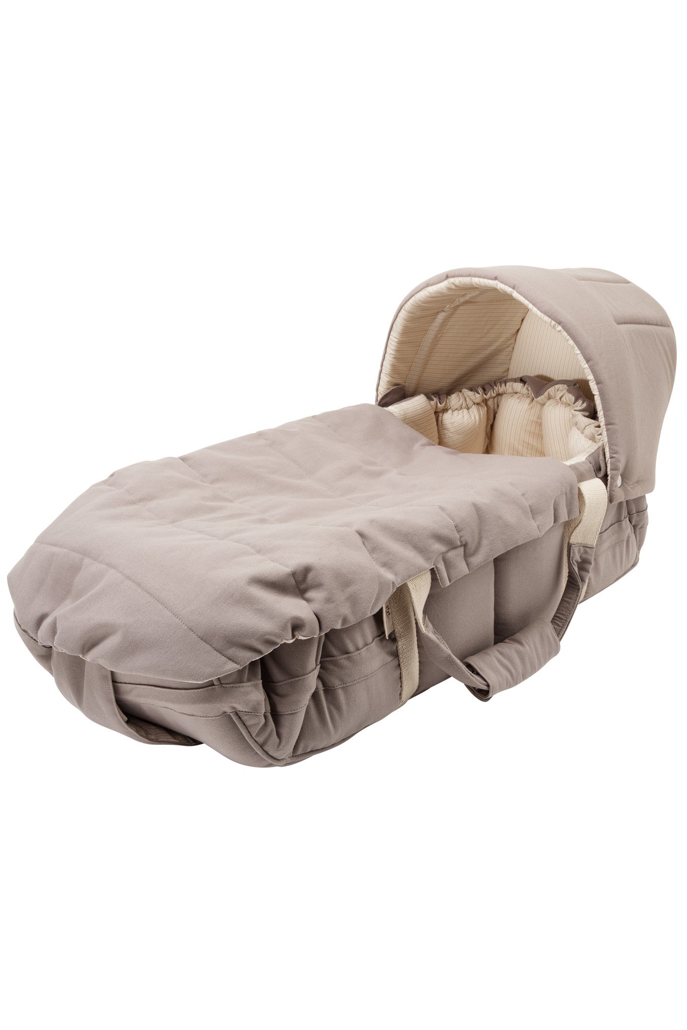 2 IN 1 HOOD FOR LIFT AND PRAM PILLOW - DARK GREY SOLID W. CREAM STRIPE